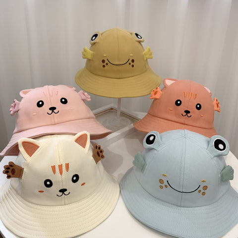 Image of 2021 New Products Kitten And Frog Sun Hat Small Pot Hat Baby Hat