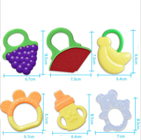 Image of Toddlers Infants Baby Teething Toy Soft Silicone Fruit Teether Holder